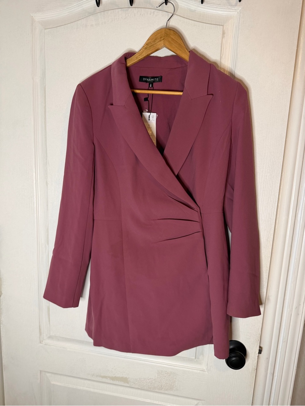 Dynamite Rose-Mauve Draped Wrap Blazer